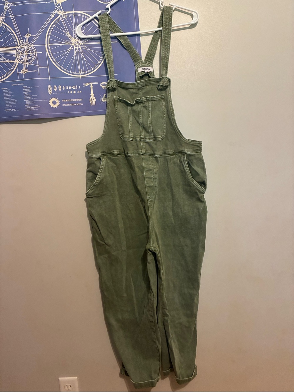 Zenana Outfitters Olive Green Utility Overalls Jumpsuit